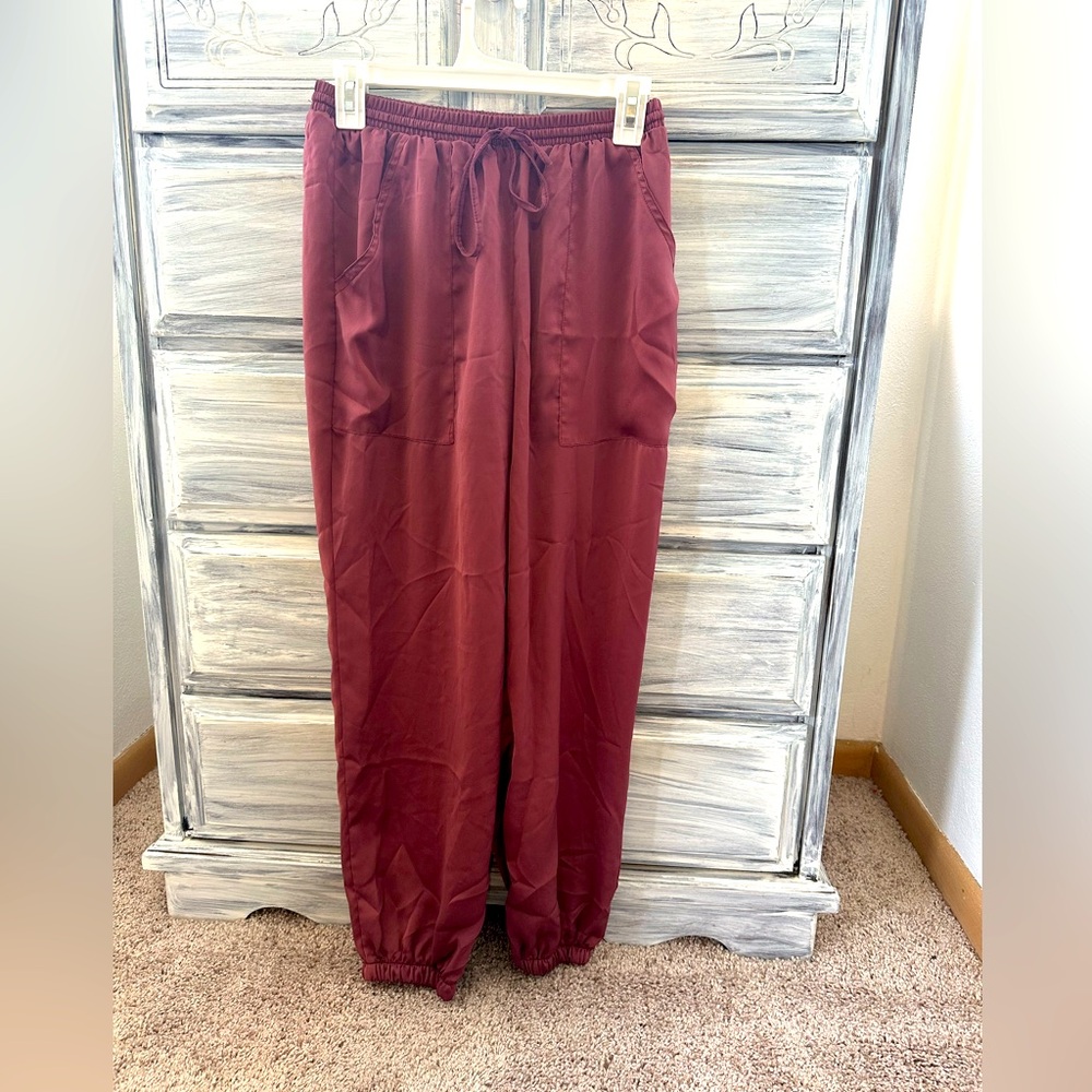 Silk joggers.